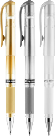 uniball Signo Gel Impact Pens, Bold Point (1.0mm), Assorted Metallic, 3 Pack (Gold, Silver, White)