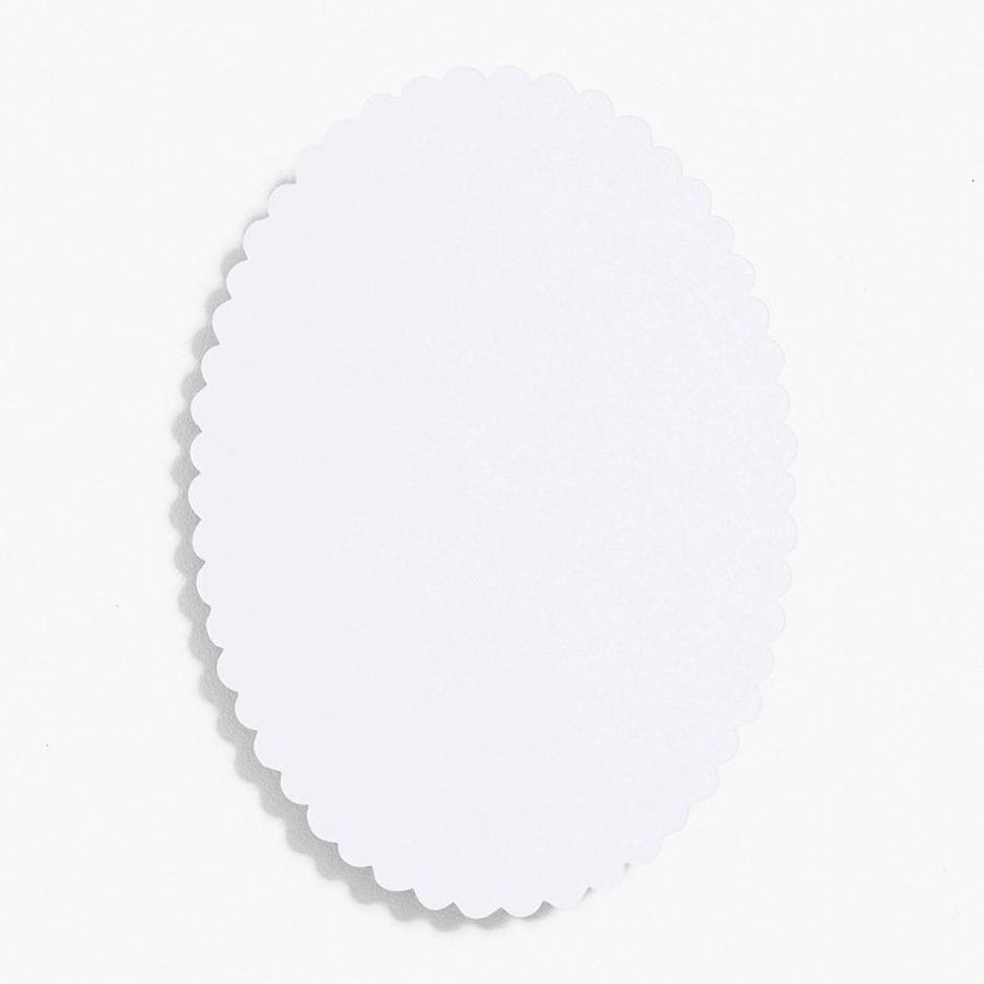Scallop 4 Bar Pure White Oval Cards