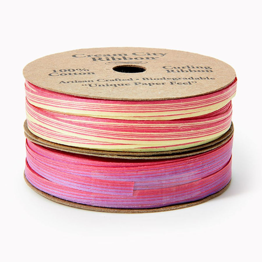 Skinny Cotton Pink/Yellow Ombre Ribbon S/2 50 Yds
