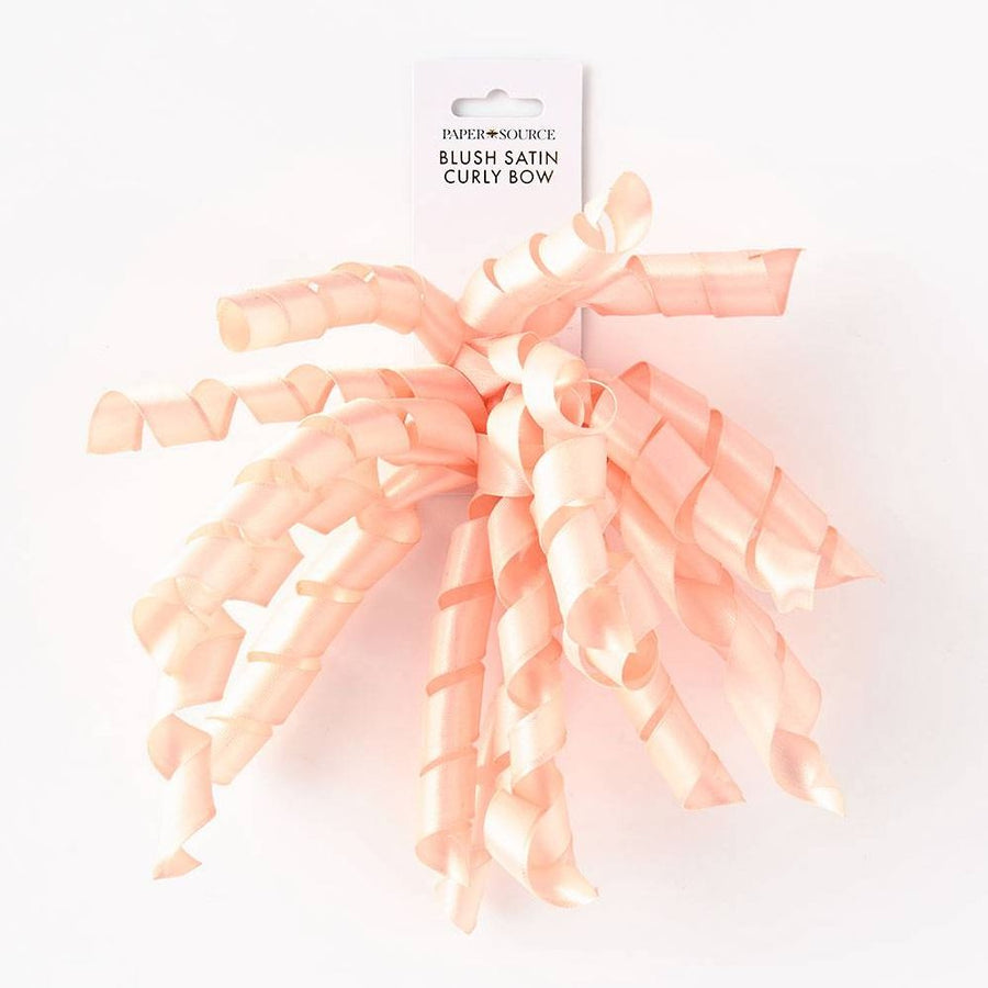 Blush Satin Curly Bow
