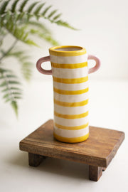 Yellow Stripe Ceramic Vase