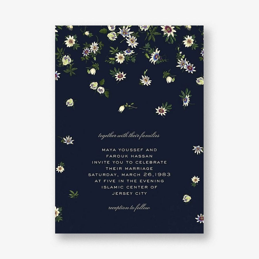 Passiflora Caerulea Blue Wedding Invitation