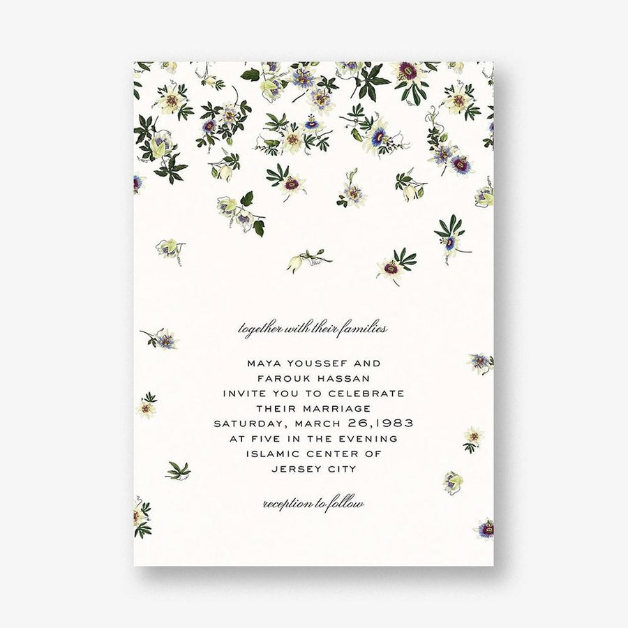 Passiflora Caerulea Cream Wedding Invitation